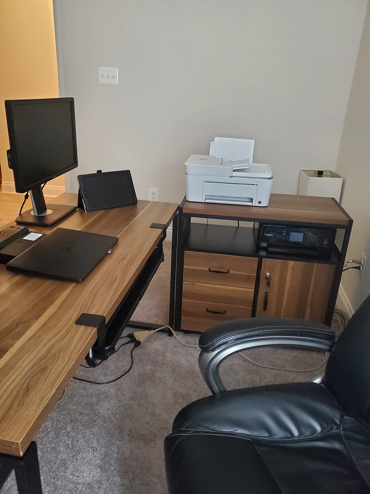 【Furniture】L Shaped Desk with Drawer Cabinet, 55