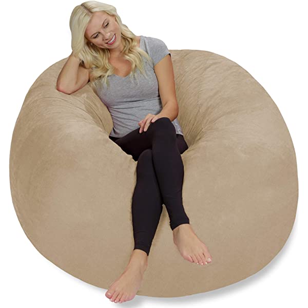 Chill Sack Bean Bag Chair: Giant 5' Memory Foam Furniture Bean Bag - Big Sofa with Soft Micro Fiber Cover - Navy Microsuede - Navy