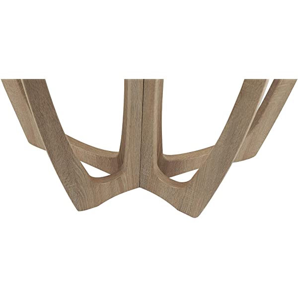 FINECASA Wooden Console Table, Half-Moon Entryway Table, Semicircle Narrow Side Table, Sofa Table for Living Room and Corridor, Foyer Table, Half Round Hallway Table, 43.4x17x30 Inches, Natural Natural Console Table