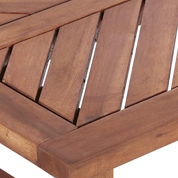 Walker Edison 5 Person Outdoor Wood Chevron Patio Furniture Dining Set Table Chairs Bench All Weather Backyard Conversation Garden Poolside Balcony, 4 Piece, Brown Brown 4 Piece Dining Set