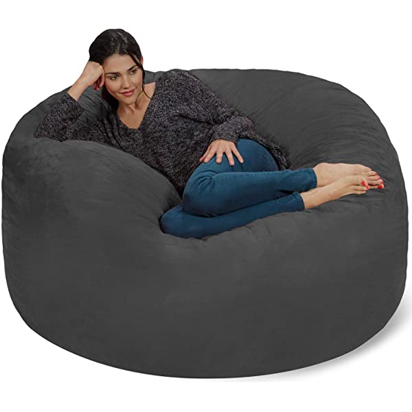 Chill Sack Bean Bag Chair: Giant 5' Memory Foam Furniture Bean Bag - Big Sofa with Soft Micro Fiber Cover - Navy Microsuede - Navy