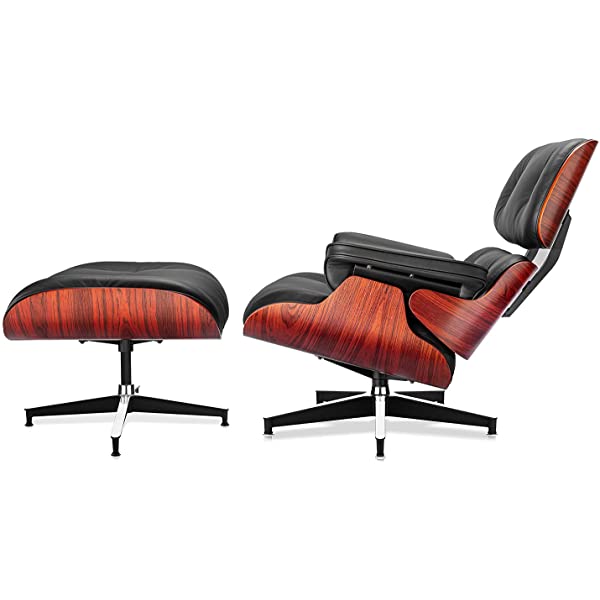 Mid Century Lounge Chair and Ottoman, Modern Chair Classic Design, Top Grain Leather Palisander Wood, Heavy Duty Base Support for Living Room, Study, Lounge, Office (Nomal, Style1-1) Nomal Style1-1