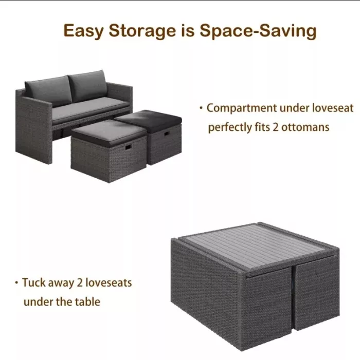 RECTANGULAR 8 - PERSON 57.09'' LONG DINING SET WITH CUSHIONS