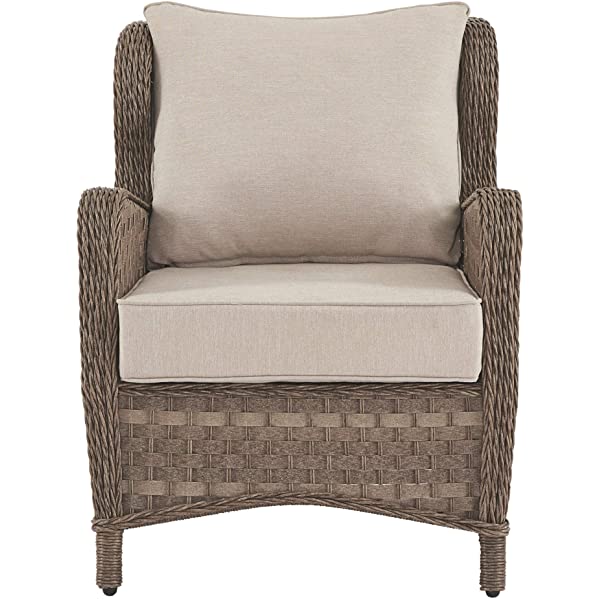 Signature Design by Ashley Clear Ridge Outdoor Wicker Patio Lounge Chair, Set of 2, Light Brown