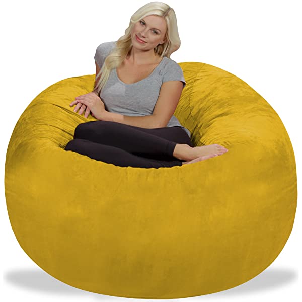 Chill Sack Bean Bag Chair: Giant 5' Memory Foam Furniture Bean Bag - Big Sofa with Soft Micro Fiber Cover - Navy Microsuede - Navy