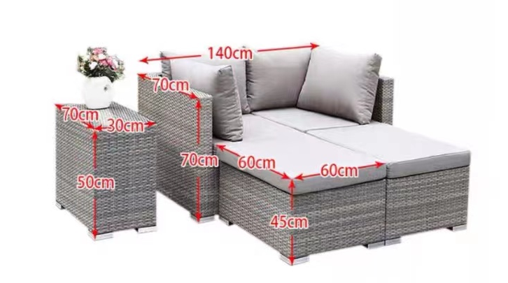 Outdoor Sofa Set Garden Double Storage Casual Rattan Furniture Set