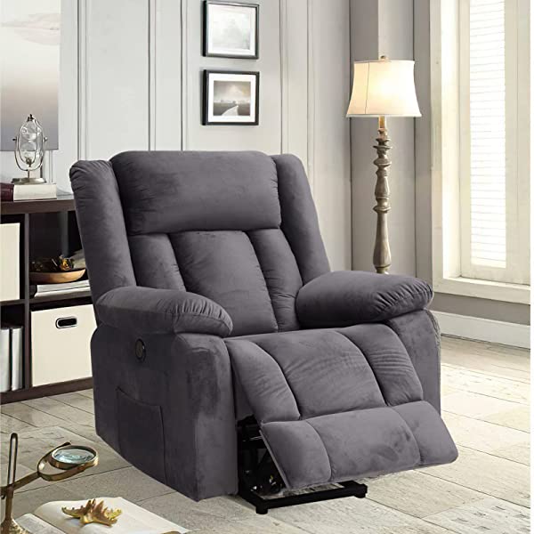 BINGTOO Power Lift Recliner Chair with Massage and Heat, Electric Fabric Vibration Massage Sofa for Elderly/Adult for Living Room, Lounge Sofa with Remote Control & USB, Velvet Blue