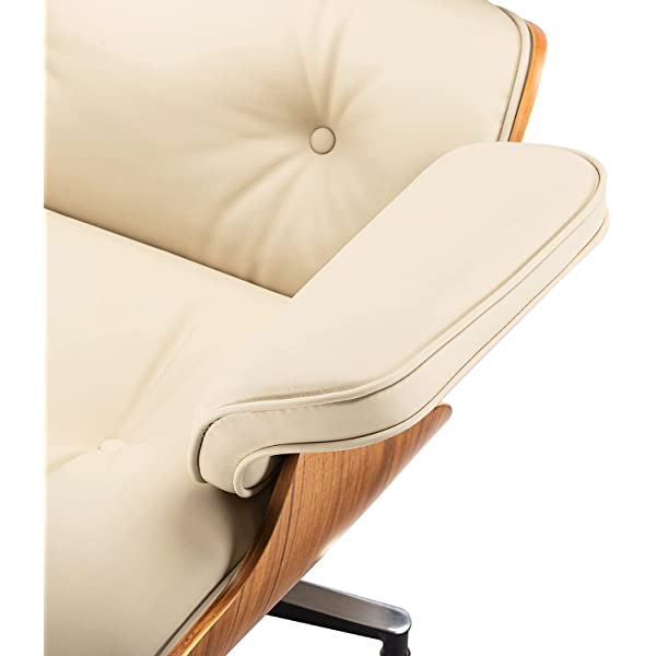 Mid Century Lounge Chair and Ottoman, Modern Chair Classic Design, Top Grain Leather Palisander Wood, Heavy Duty Base Support for Living Room, Study, Lounge, Office (Nomal, Style1-1) Nomal Style1-1