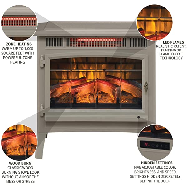 Duraflame 3D Infrared Electric Fireplace Stove with Remote Control - Portable Indoor Space Heater - DFI-5010 (Black)