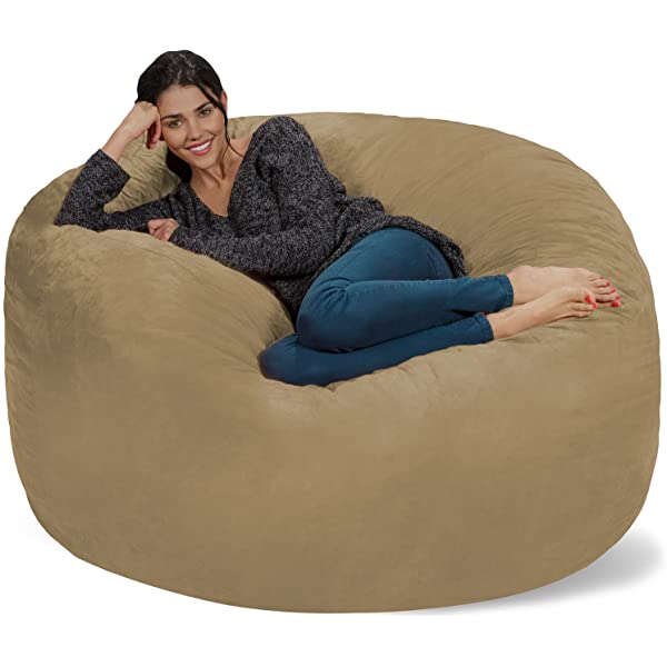 Chill Sack Bean Bag Chair: Giant 5' Memory Foam Furniture Bean Bag - Big Sofa with Soft Micro Fiber Cover - Navy Microsuede - Navy