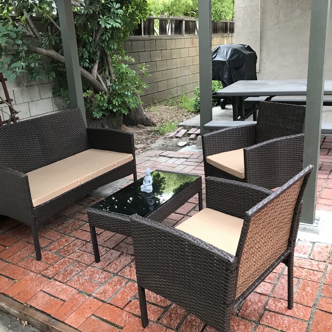 Hogans Wicker/Rattan 4 - Person Seating Group with Cushions