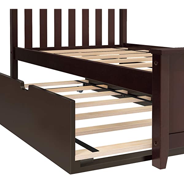 Max & Lily Twin Bed with Trundle, White White Bed with Trundle