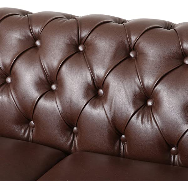 Christopher Knight Home Castalia Sofas, Midnight Black + Dark Brown Midnight Black + Dark Brown Birch Wood