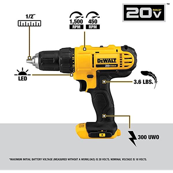 DEWALT 20V Max Cordless Drill Combo Kit, 2-Tool (DCK240C2),Yellow/Black Drill Driver/Impact Combo Kit 20V Combo Kit