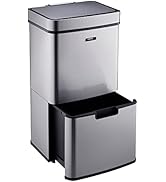 Cooks Professional 75L Recycling Sensor Bin with Dual Compartments and Removable Food Caddy, Brus...
