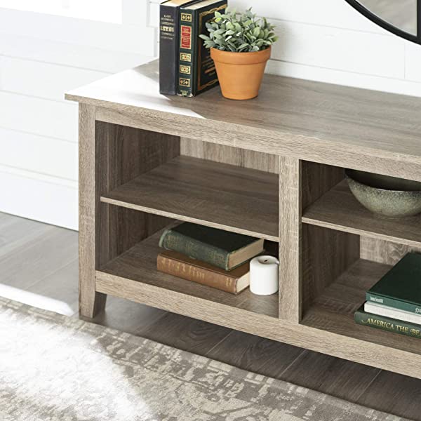 Walker Edison Wren Classic 4 Cubby TV Stand for TVs up to 65 Inches, 58 Inch, Black Black 58 InchTV Stand