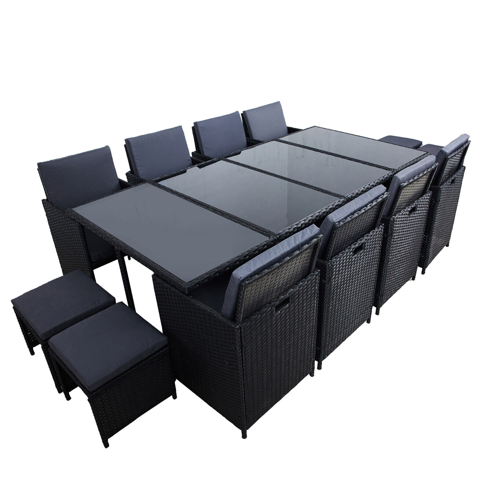 【Home&Garden】Meuble de Jardin en Poly rotin Lounge Outdoor Canapé Lounge Set Noir