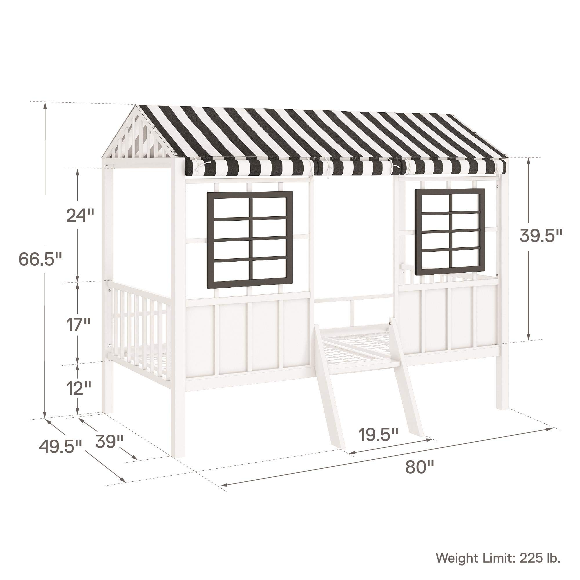 【Furniture】Rowan Valley Forest Loft Bed, Black/White, Twin