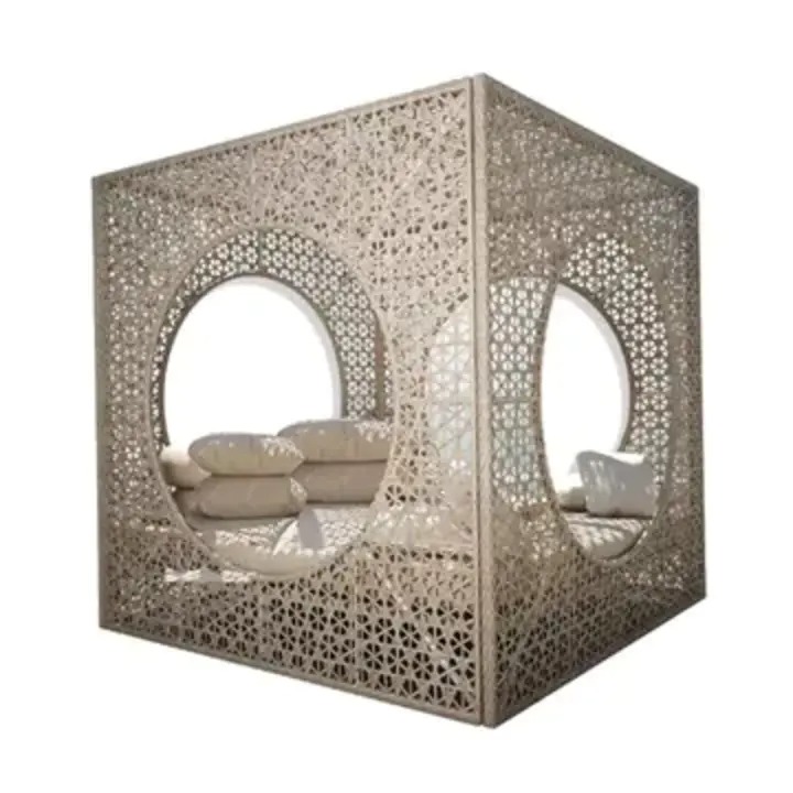 【Home&Garden】Outdoor bed rattan sofa seaside villa club bed bed beach creative handmade bird's nest sofa bed