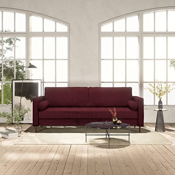 Nouhaus Module, Sleeper Sofa Bed Couch. 7ft Luxury Convertible Sofa Futon Bed with No Roll Together Latex. Ivory Woven Pull Out Bed for Bedroom Couch, Small Apartment Furniture Sofas or RV Couch Woven/Knit Ivory