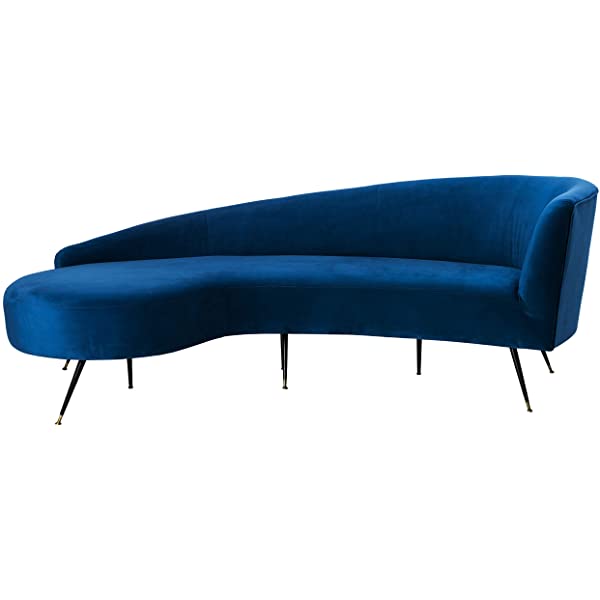 Safavieh Couture Home Evangeline Modern Glam Champagne Velvet and Black Parisian Sofa Champagne/Black