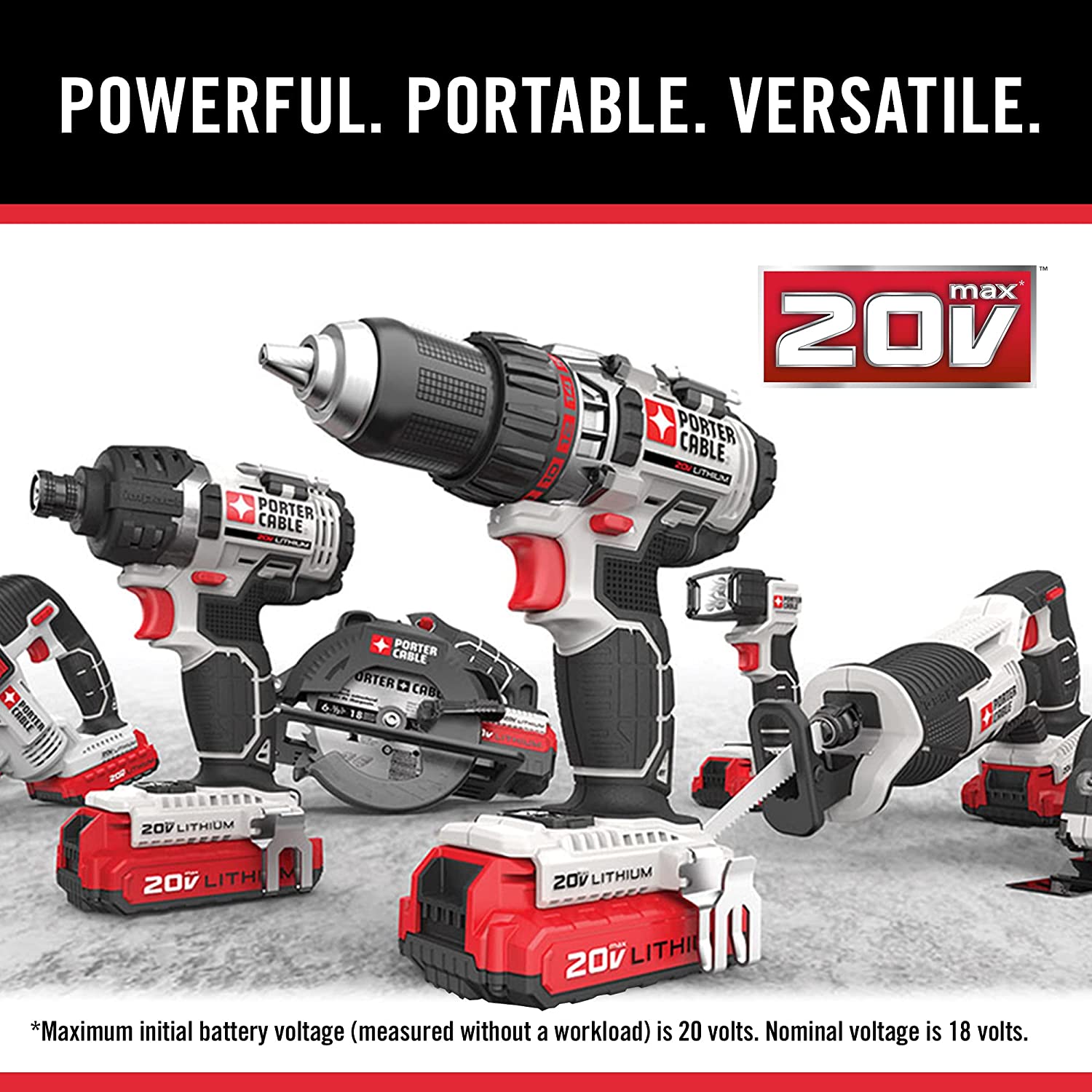 PORTER-CABLE 20V MAX* Cordless Drill Combo Kit, 8-Tool (PCCK619L8)