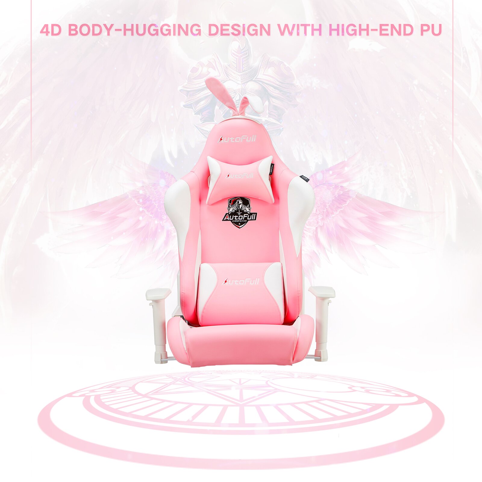 【Furniture】Racing Game Chair Autofull Adjustable Reclining Ergonomic Swivel PC in Pink