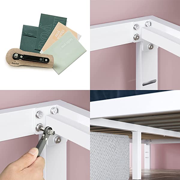 ZINUS Mia Metal Platform Bed Frame / Wood Slat Support / No Box Spring Needed / Easy Assembly, Black, Full Standard Full Black