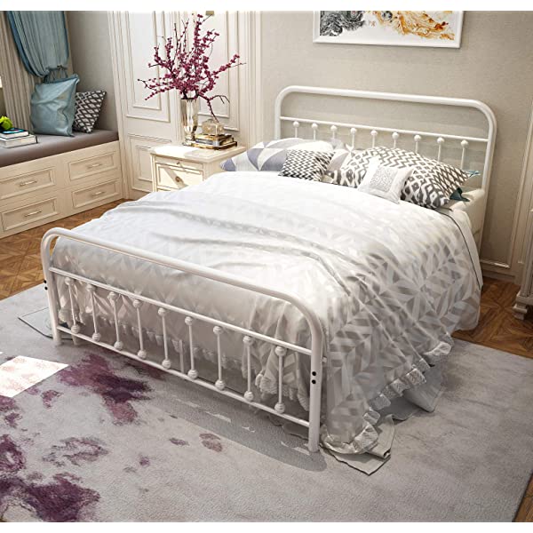 Black Metal Bed Frame Full Size with Headboard and Footboard Single Platform Mattress Base,Metal Tube and Iron-Art Bed（Full,Black） Full Black