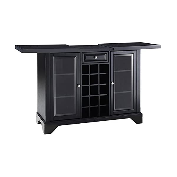 Crosley Furniture Lafayette Sliding Top Bar Cabinet, Black Black LaFayette