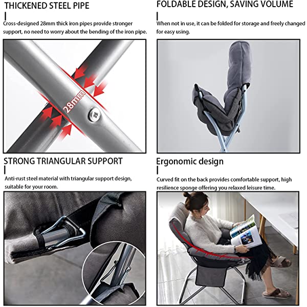 VOJUEAR Modern Accent Fabric Lazy Chair with Ottoman, Upholstered Lounge Reclining Armchair with Side Pocket for Adults or Kids,Upholstered Lounge Leisure Armrest Sofa Chair (CharcoalGrey)