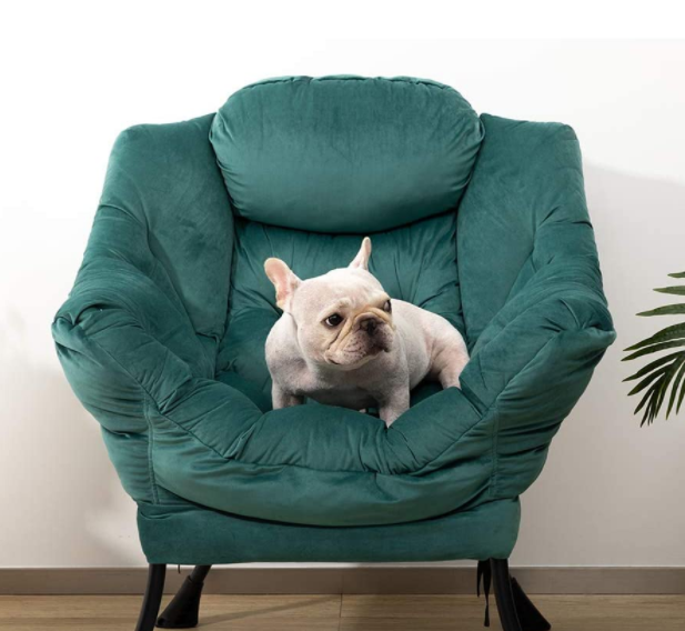 AbocoFur Modern Cotton Fabric Lazy Chair, Accent Contemporary Lounge Chair, Single Steel Frame Leisure Sofa Chair with Armrests and A Side Pocket, Thick Padded Back, Brown