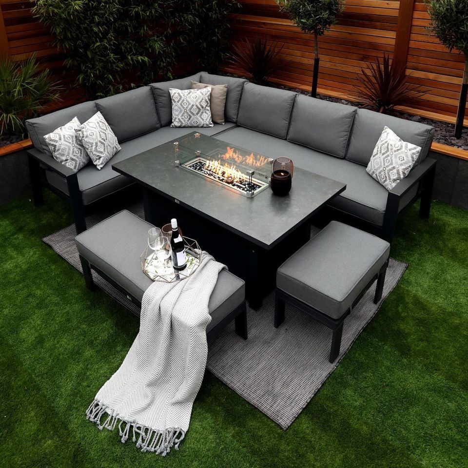 【Furniture】【BS】Monaco Luxury Large Grey Rattan Garden Sofa Set 10 Piece Semi Circle