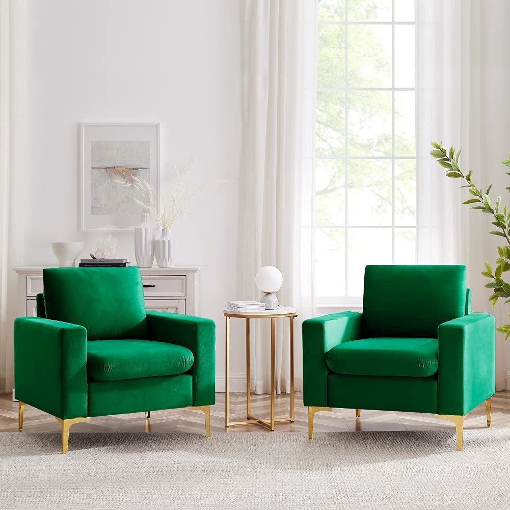 Hbaid velvet decorative chair, sofa chair comfortable single sofa high back club armchair, suitable for bedroom reading mid-century modern living room chair (rose)