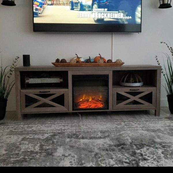 TV Stand for TVs up to 85′′ with Fireplace Included