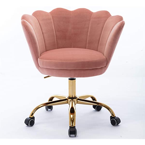 MTFY Modern Home Office Swivel Chair, Shell Desk Chair with Adjustable Height, Upholstered Ergonomic Computer Desk Chair Leisure Task Chair Accent Armchair for Office, Living Room,Bedroom (Beige)