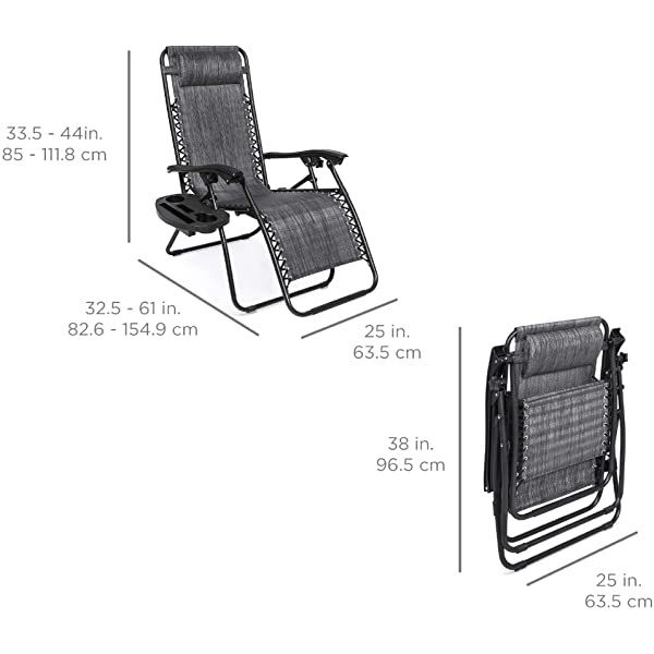 Best Choice Products Set of 2 Adjustable Steel Mesh Zero Gravity Lounge Chair Recliners w/Pillows and Cup Holder Trays - Burgundy