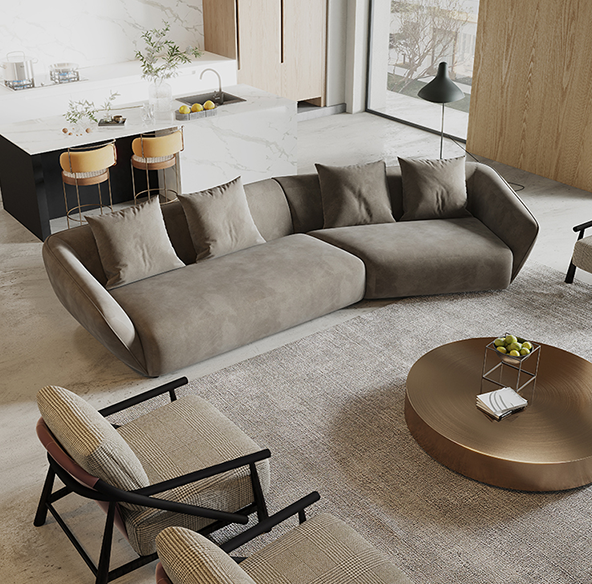 Acanva luxury mid-century velvet tufted low back sofa set