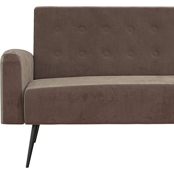 Novogratz 2360379N Z Stevie, Convertible Sofa Bed Couch, Ivory Velvet Futon