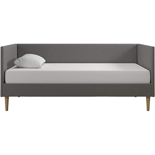 DHP Franklin Mid Century Upholstered Daybed, Sofa Bed, Twin Size Frame, Tan Linen Linen Twin Tan