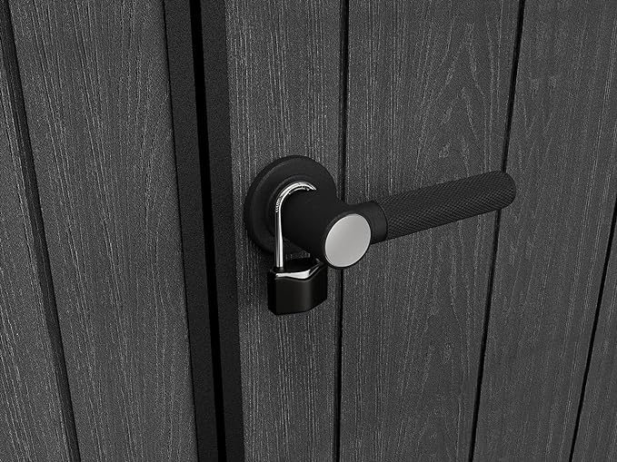 Keter Artisan Outdoor Pent Double Door Garden Storage Shed 7 x 7ft Grey Duotech+ Wood look and feel, Fade Free, All Weather Resistant, Safe and Secure, Zero Maintenance