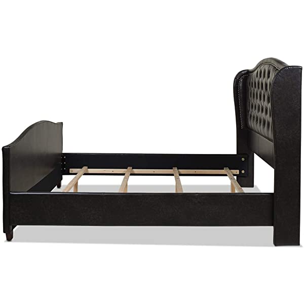 Jennifer Taylor Home Marcella Collection Queen Wingback Tufted Hand-Applied Nail Heads Upholstered Bed, Antique White Antique White Queen