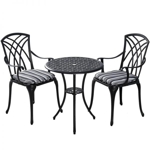 Cockerham Round 2 – Person 24” Long Bistro Set with Cushions (Set of 3)