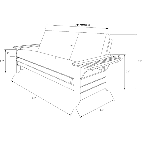 Kodiak Furniture Futon Set, Full, White Suede Navy