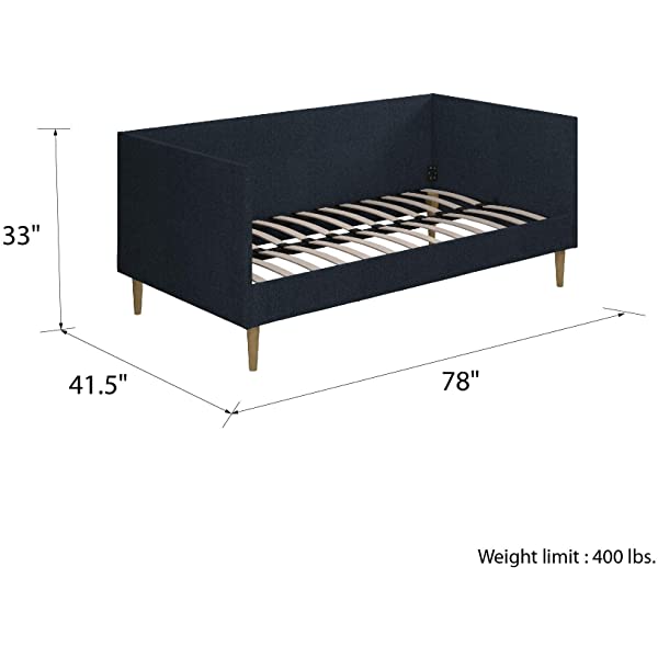 DHP Franklin Mid Century Upholstered Daybed, Sofa Bed, Twin Size Frame, Tan Linen Linen Twin Tan