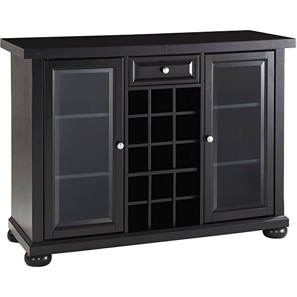Crosley Furniture Lafayette Sliding Top Bar Cabinet, Black Black LaFayette