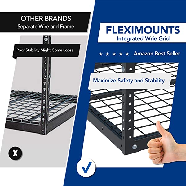 FLEXIMOUNTS 4x8 Overhead Garage Storage Rack Adjustable Ceiling Garage Rack Heavy Duty, 96
