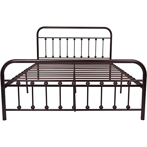 Black Metal Bed Frame Full Size with Headboard and Footboard Single Platform Mattress Base,Metal Tube and Iron-Art Bed（Full,Black） Full Black