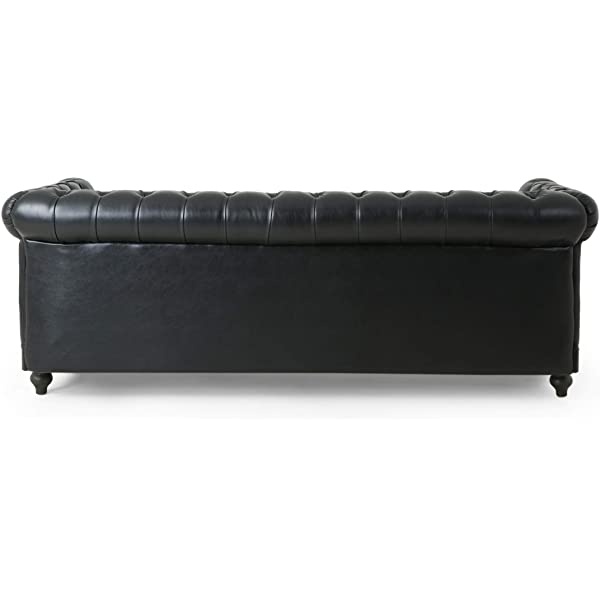 Christopher Knight Home Castalia Sofas, Midnight Black + Dark Brown Midnight Black + Dark Brown Birch Wood