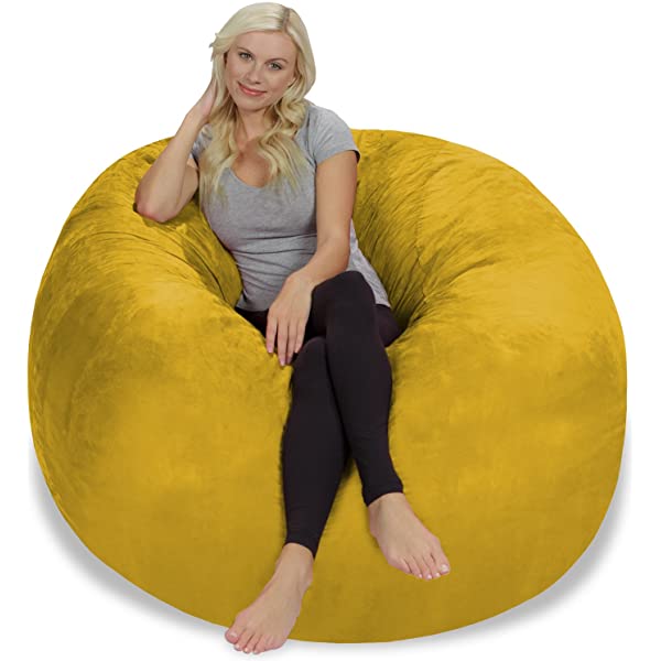 Chill Sack Bean Bag Chair: Giant 5' Memory Foam Furniture Bean Bag - Big Sofa with Soft Micro Fiber Cover - Navy Microsuede - Navy